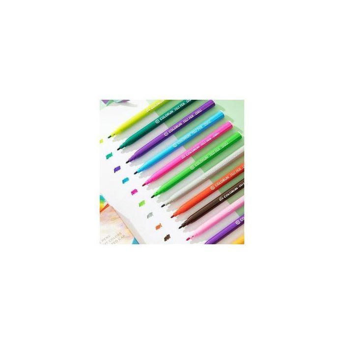 Deli Boîte de 12 feutres lavables – Couleurs vives – ColoRun
