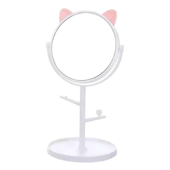 Miroir Makeup Blanc avec support - Style Chaton