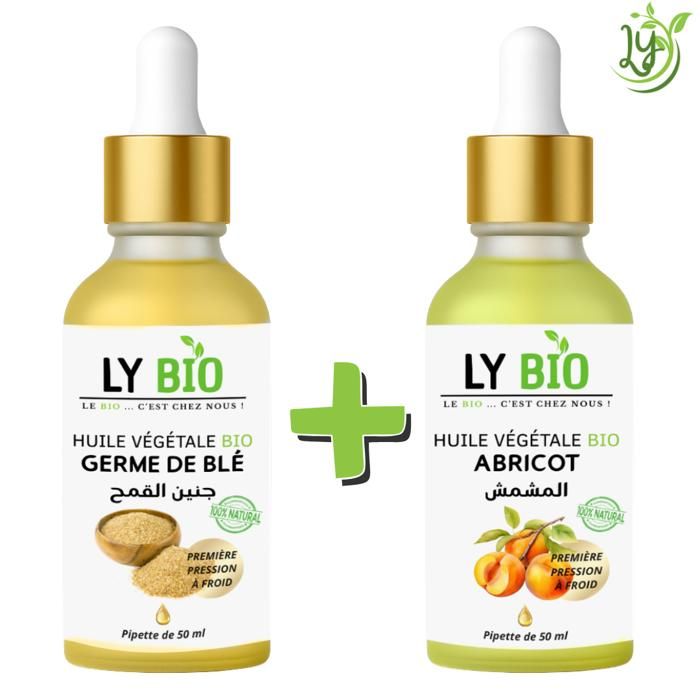 LYBIO PACK HUILE GERME DE BLE 50ML - PIPETTE + HUILE ABRICOT 50ML - PIPETTE