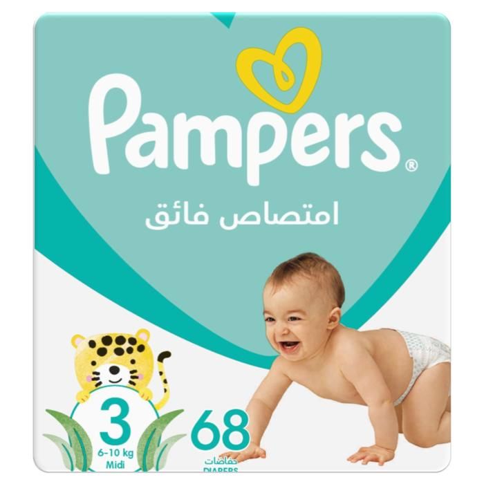 Couches Bébé - PAMPERS - SlimFit - Taille 3 (6-10kg) - 68 unités - Protection contre les fuites