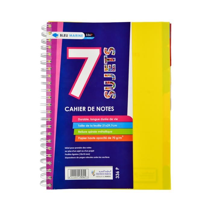 CAHIER UNI 7 SUJET A4 10X10 336P COVER EN POLYPRO