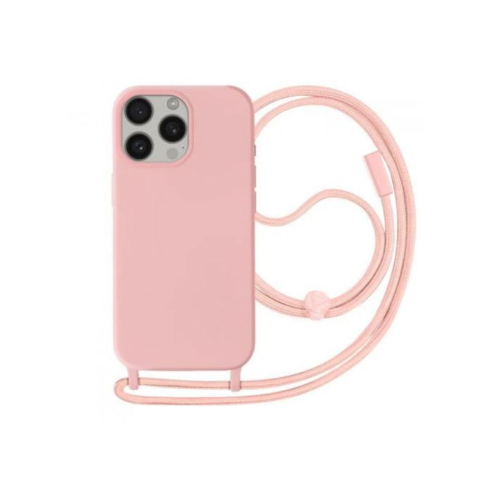 Coque Cordon - APOKIN - iPhone 15 Pro - Semi-rigide - Lanière 80cm - Rose