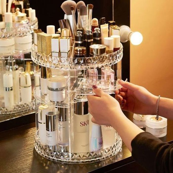 Coffret Maquillage et Organisateur Rangement Cosmétique Transparent Rotative 360