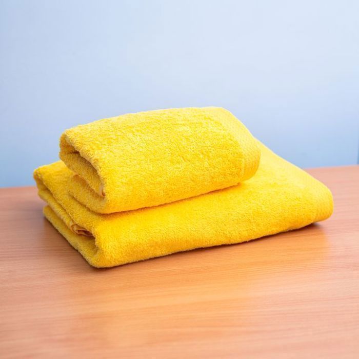 Serviette de bain - Damas - 70x140 cm - 100% coton - 2 pièces - Jaune