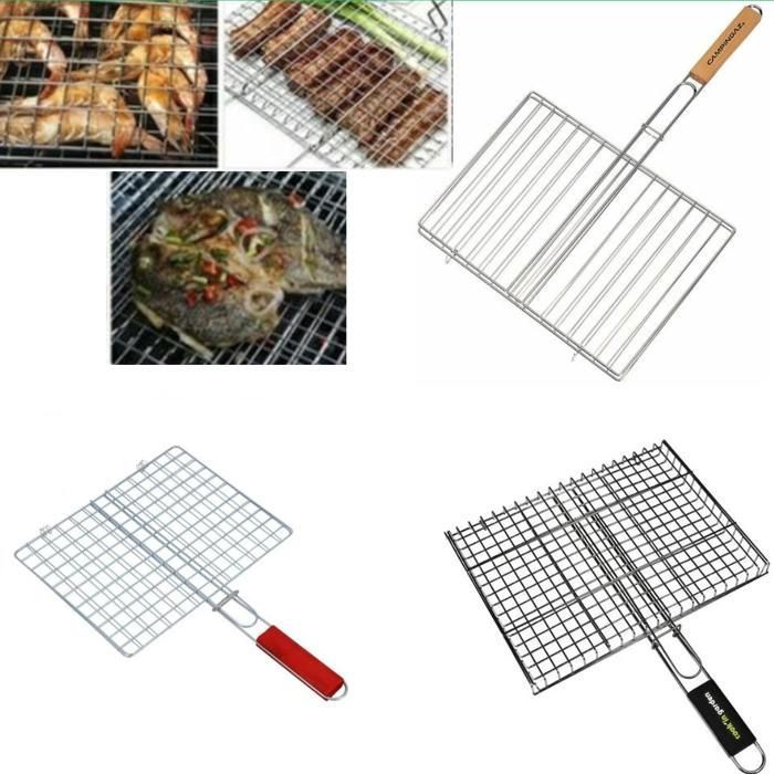 Panier de barbecue pliable en maille avecpoignée pour le camping en plein air (Couleur aléatoire)