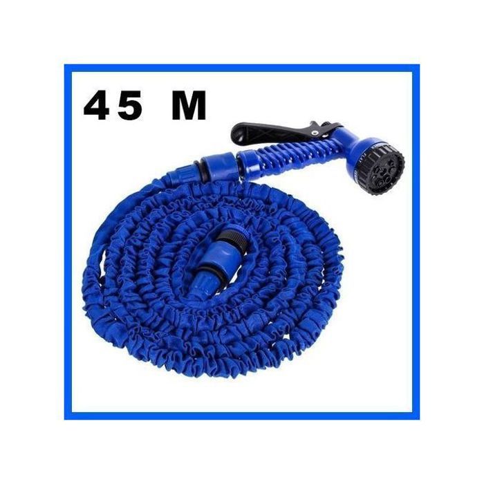 Magic Hose Tuyau Arrosage Extensible 45m + Pistolet à Eau + Embouts Universels Longueur 45M