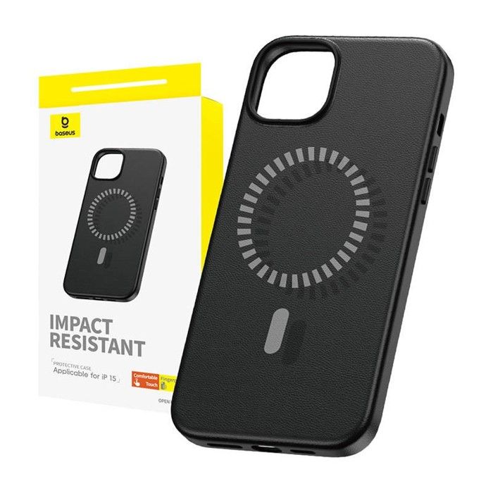 Coque pochette - Baseus - P60157305113-00 - Compatible iPhone 15 - Cuir PU - Noir