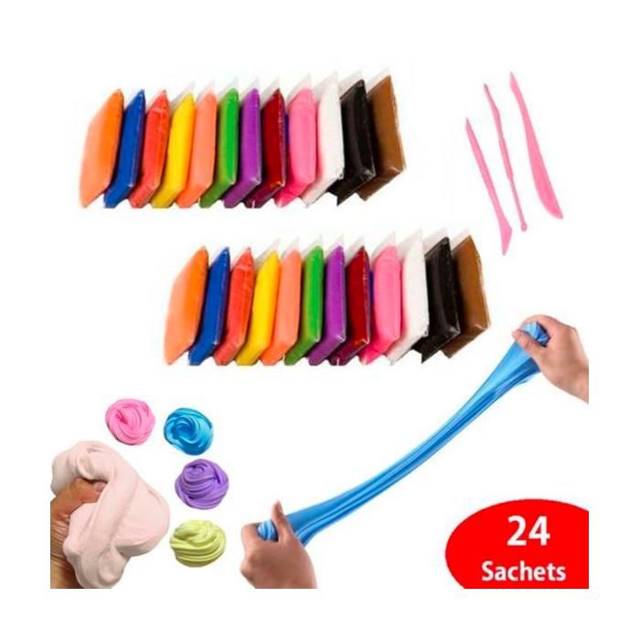 Slim & pâte à modeler légère antistress sèche à l'air 24 sachets