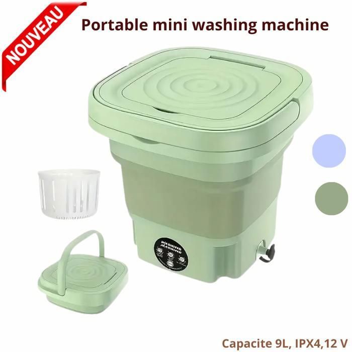 Mini Machine à laver portable pour bébé, sous-vêtements et culottes, , voyage, 9L 12V Waterproof IPX4 Couleurs Aleatoire