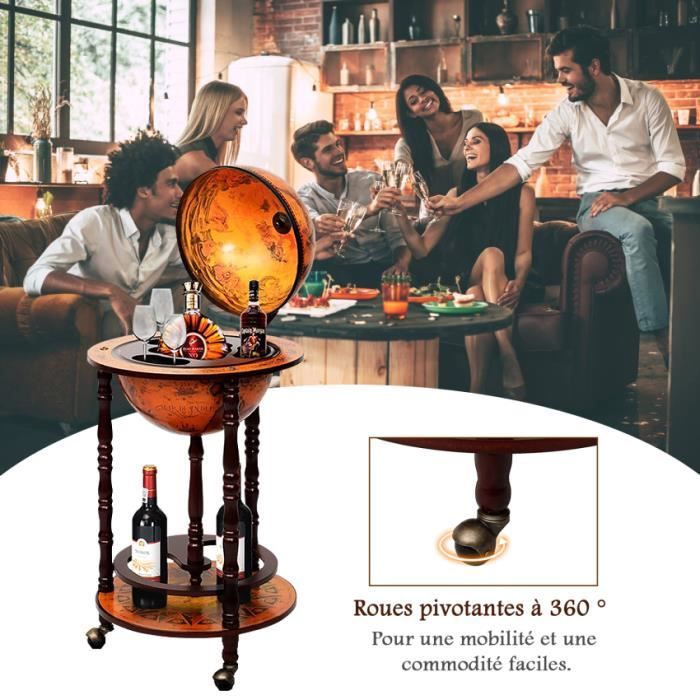 COSTWAY Bar Globe Vintage Eucalyptus Wood V rldskarta