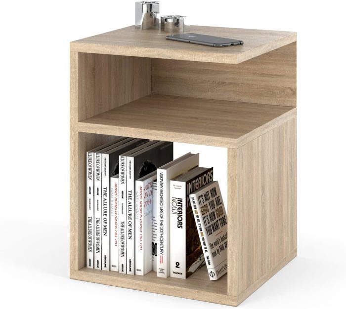Lot de 2 tables de chevet à sommier tapissier - Table de chevet moderne - Sans tiroirs Pour votre chambre à coucher