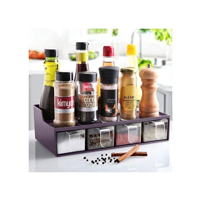 Organisateur à épices - Non spécifié - 4 tiroirs - Plastique - Meuble de cuisine - Pratique
