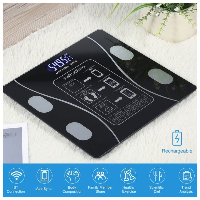 Balance de poids intelligente multifonctionnelle et rechargeable BT