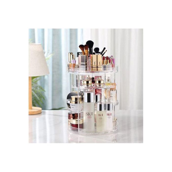 Organisateur de maquillage - Transparent - 3 niveaux - Rotatif 360° - Grande capacité - Pratique