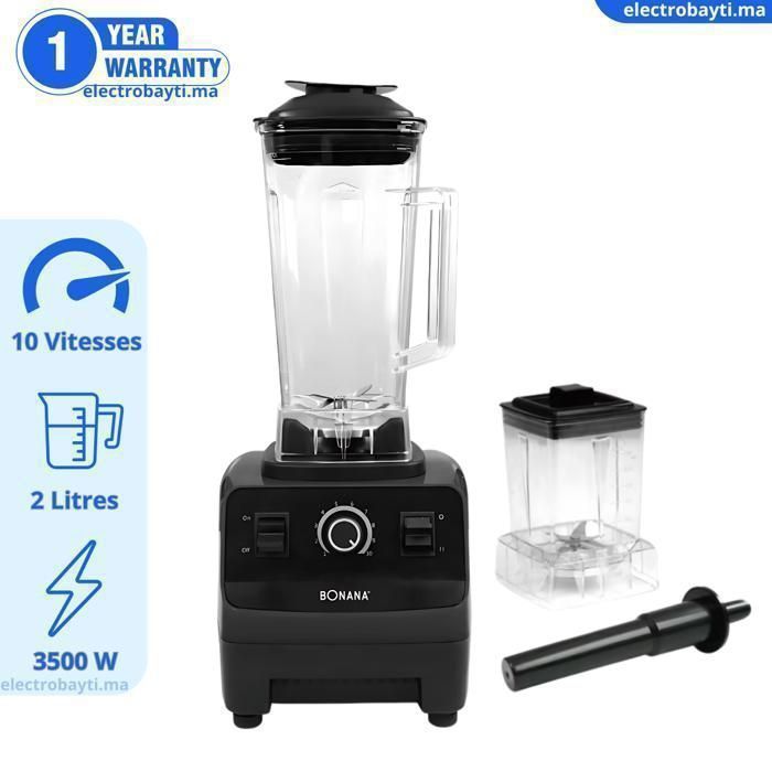 Mixeur Blender - BONANA - 2L - 3500W - 10 vitesses - Noir