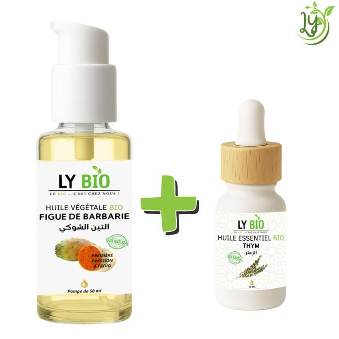 LYBIO PACK HUILE FIGUE DE BARBARIE 50ML - POMPE + HUILE ESSENTIEL THYM 10ML