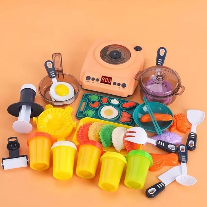 Cuisine de simulation avec pâte à modeler en argile 3d amusante