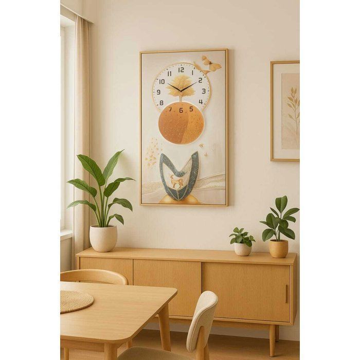 Tableau mural avec horloge 43x83cm