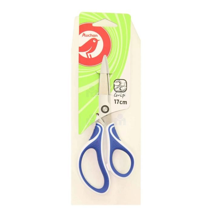 Ciseaux - AUCHAN - 17 cm - Lames en acier inox - Anneaux asymétriques - Droitier
