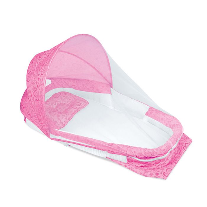 Lit Bébés Portable Facile à Plier avec Moustiquaire Nid bébé -Rose