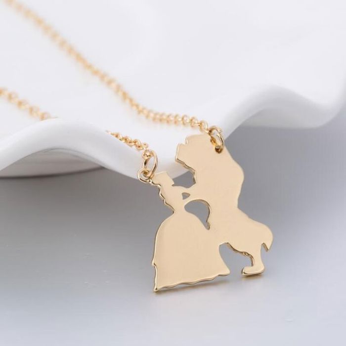 Collier - Bijoux - Princesse et Prince - Doré - Métal - Femme