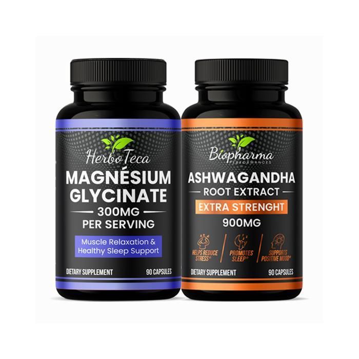 Pack Énergie et Sérénité – Magnésium Glycinate - Herboteca 300mg & Ashwagandha - Herboteca 900mg