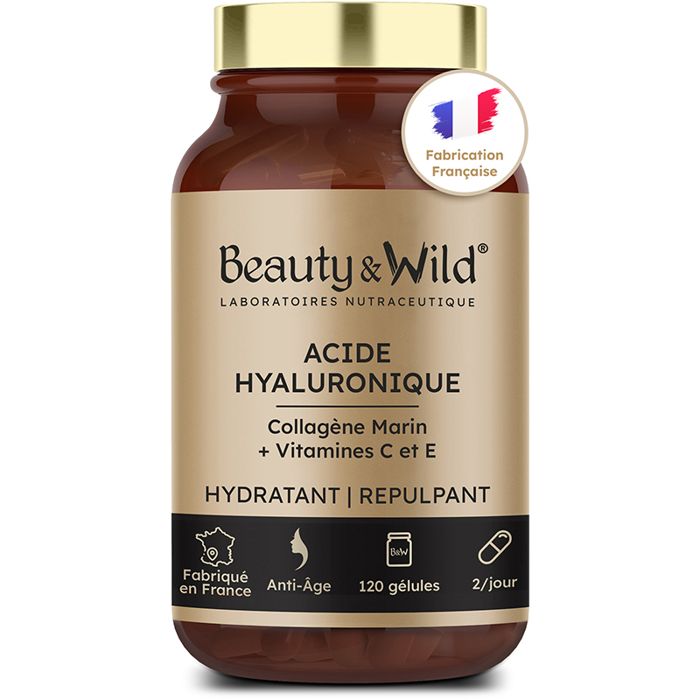 Acide Hyaluronique + Collagène Marin + Vitamine C + Vitamine E - Made in France