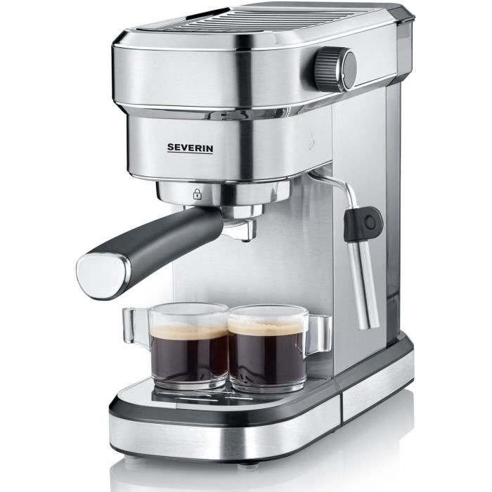 Cafetière Expresso SEVERIN Espresa - 1350W - 15 bars - 1,1L - chauffe rapide - inox brossé/noir