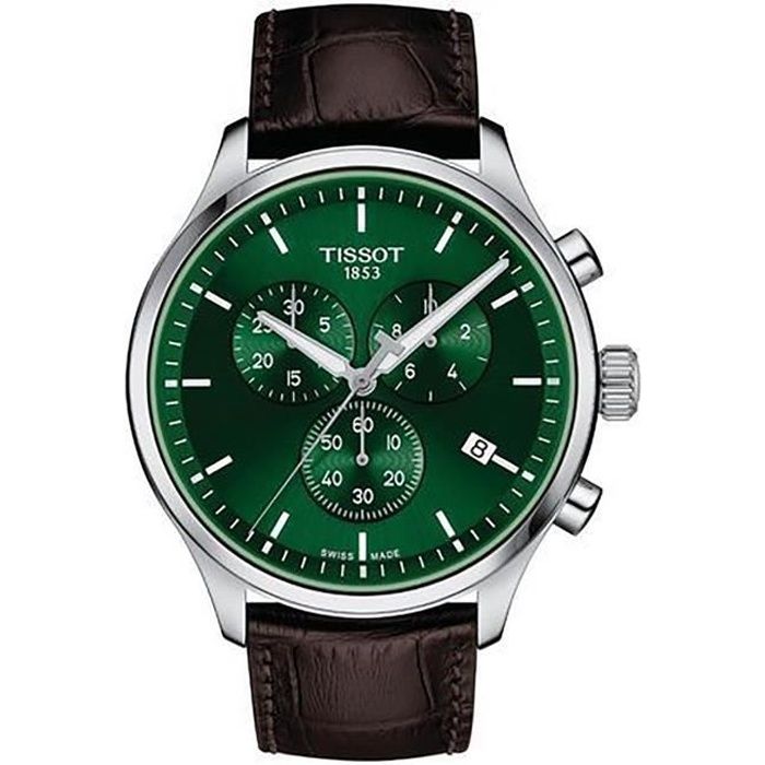 Montre - TISSOT - Chrono XL Classic - Cuir brun - Fond vert - Quartz Swiss Made