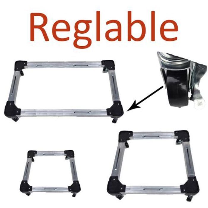 Support roulant extensible réglable en alluminum pour Machine à laver, Congélateur et Refrigerateur ed Cuisine