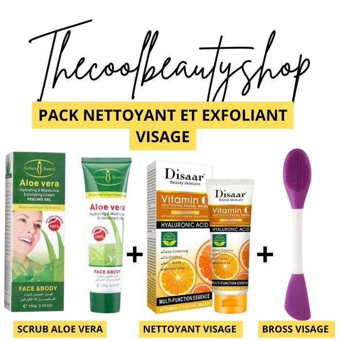 Pack NETTOYANT VISAGE VITALINE C + Gel Exfoliant + BROSS EN SILICONE MULTICOLORS