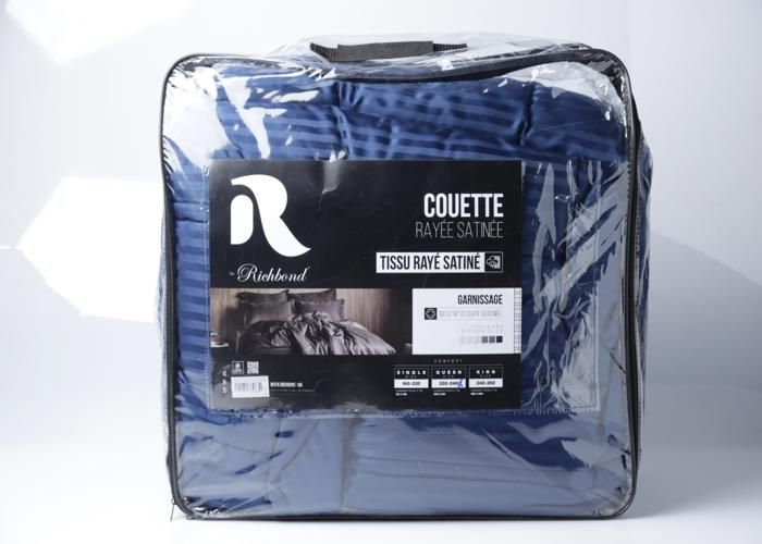 Couette - COUVRE WELL - Rayée Satinée - 350g - 140cm/160cm - Bleu Marine