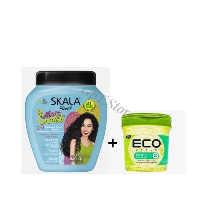 Skala - Crème Mais Cachos Crème Bouclante 1000g + Eco Styler Gel100% huile d'olive 236 ml