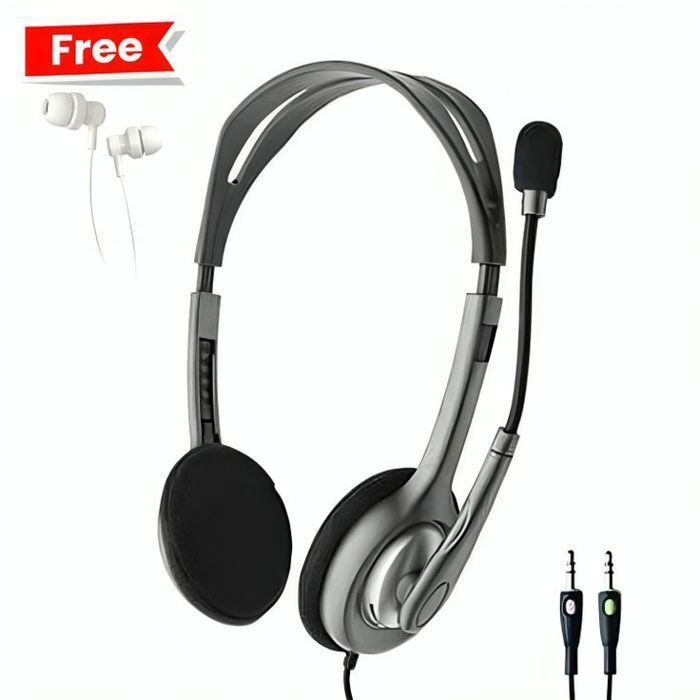 Logitech Casque H110 STEREO HEADSET + écouteur HeavyBass Gratuit