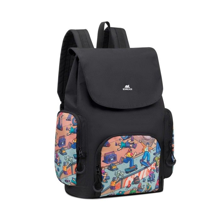 Sac à dos RIVACASE 5425 noir Agora imprimé urbain "skateur", 15L /12