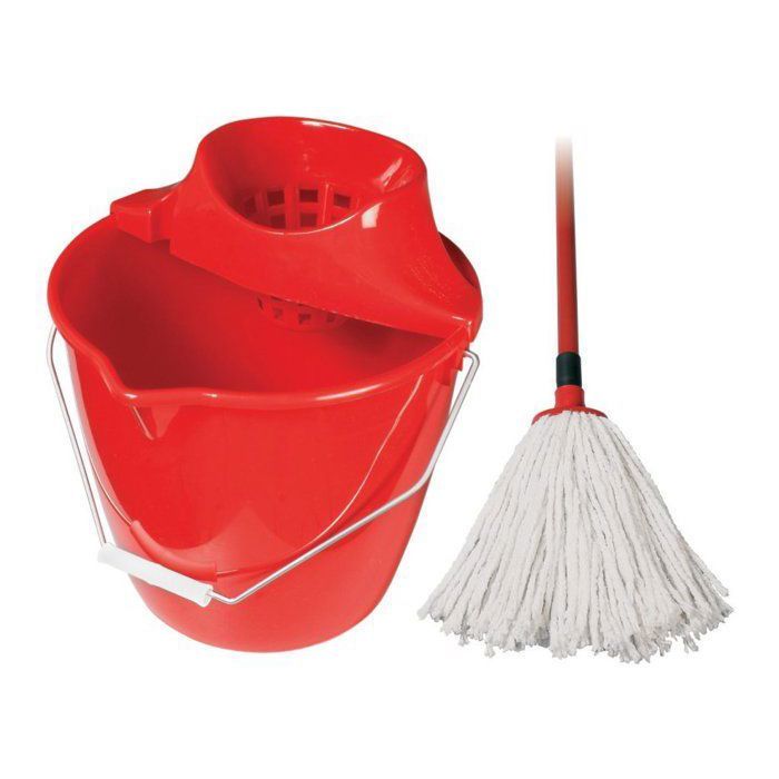 Set de nettoyage - seau,mop, manche (couloure aléatoire)
