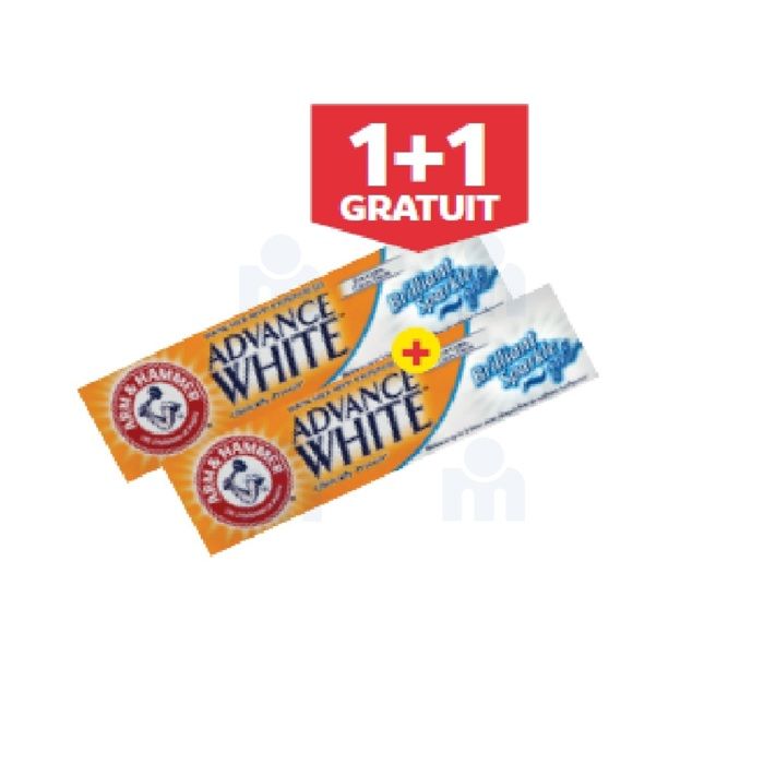 2 crèmes dentifrices brilliant sparkle 115g 1+1 gratuit - ADVANCE WHITE