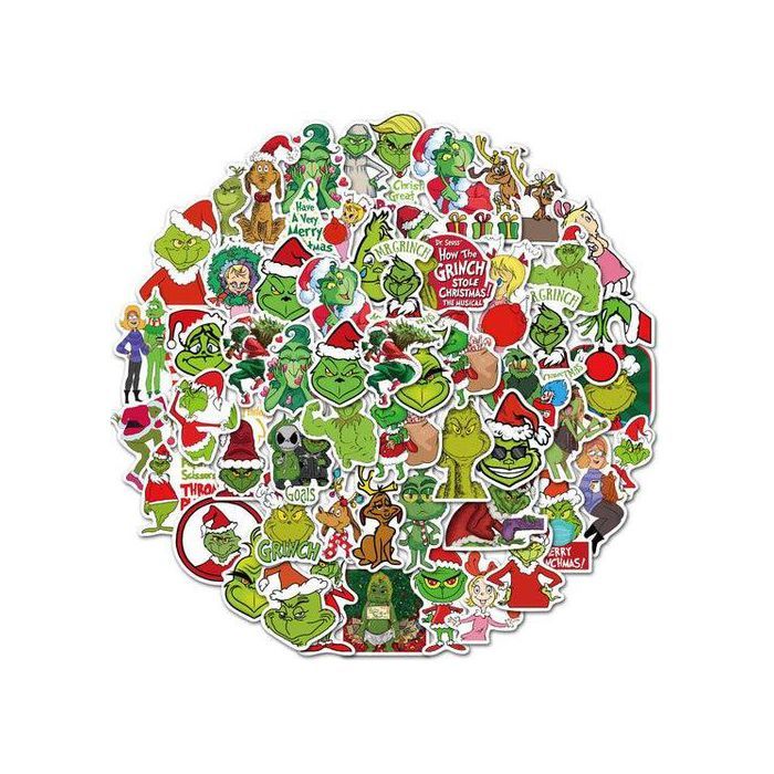 Stickers - The Grinch - 50pcs - Multicolore - Décoration murale - Waterproof