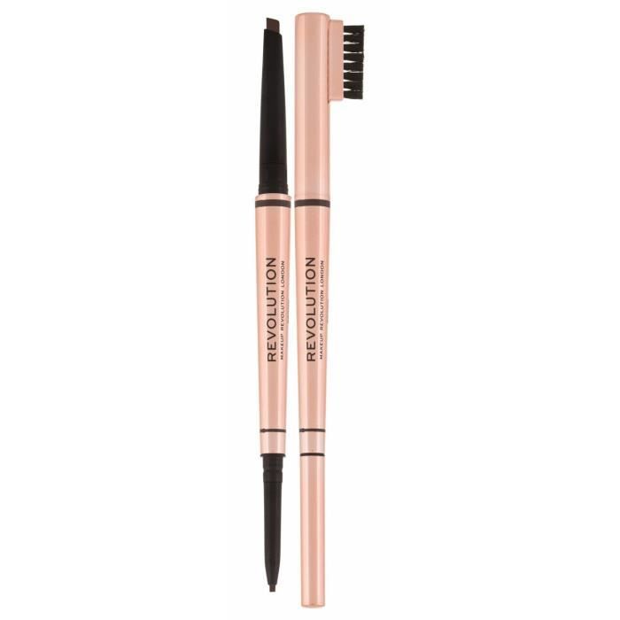 Crayon à Sourcils - MAKE UP REVOLUTION - Balayage Brow - Marron - Double Face - Peigne Inclus