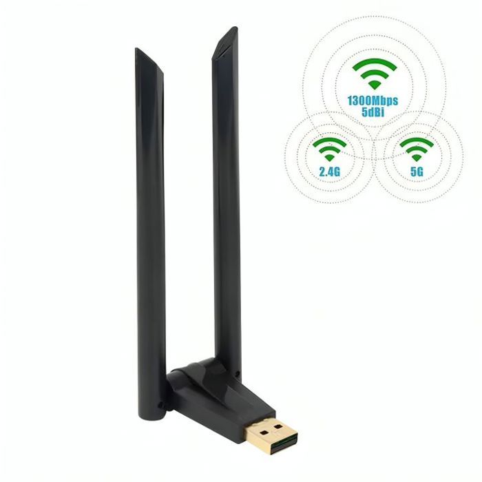 Adaptateur Wifi - W166 - 600 Mbps - Double antenne - 2,4 GHz & 5 GHz - Compatible Windows, Mac, Linux
