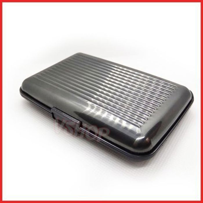 Porte Cartes et billets argents stylée à effet aluminium Gris,