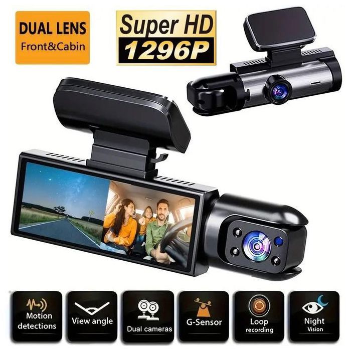 Camera de voiture Dashcam 2 Lens Avant et intérieur