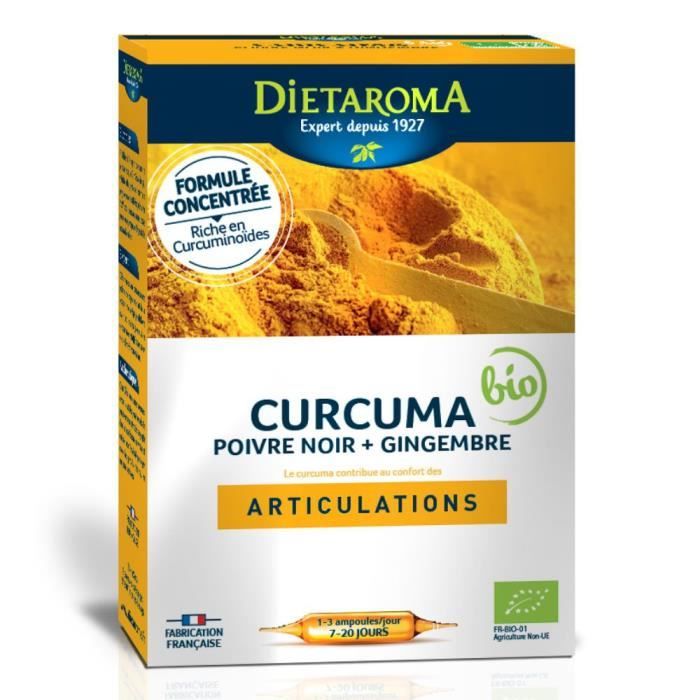C.I.P. Curcuma Gingembre Bio - Articulations 20 ampoules - Dietaroma