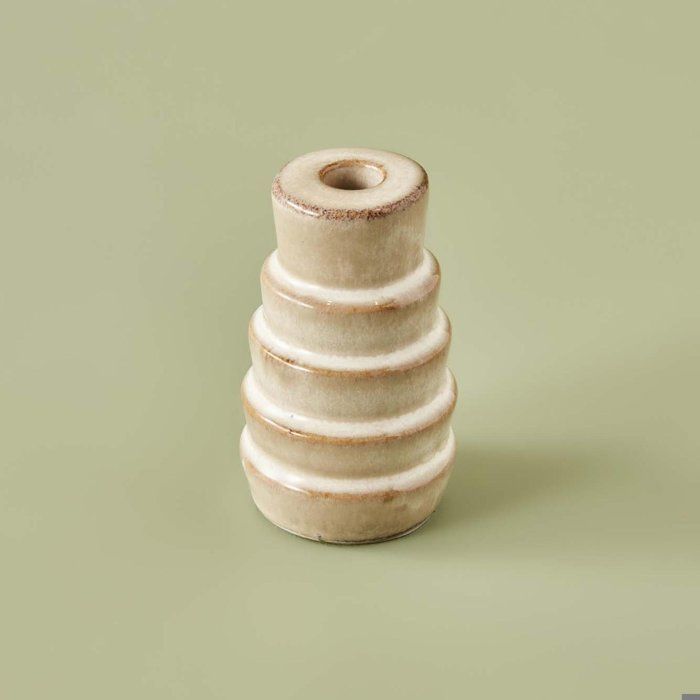 Bougeoir - Wildy - Crème - Porcelaine - 5x5x8 cm - Décoratif élégant