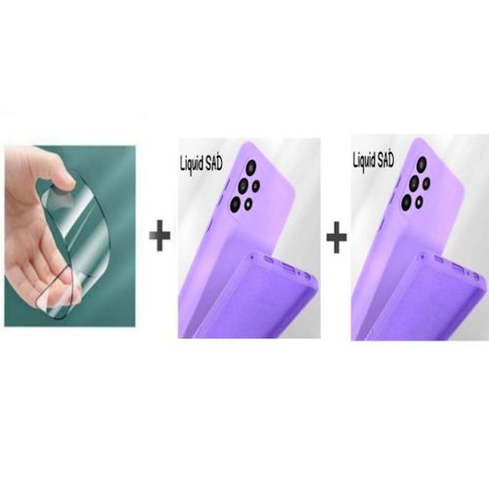 Case Pack: 2 Pochette Samsung A23 Silicone Souple Mauve Et Mauve + Protection Incassable