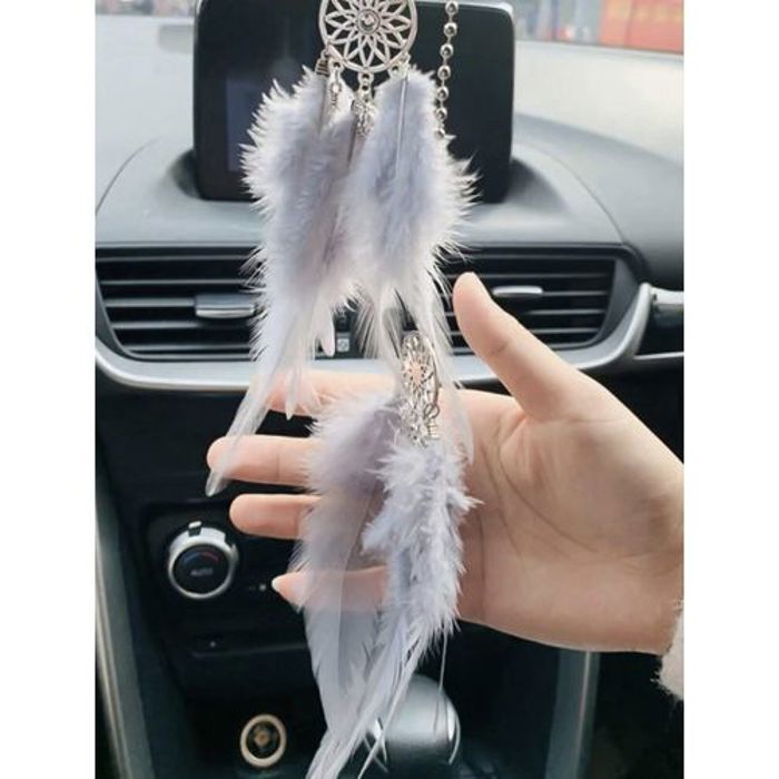 Attrapé-rêves Plume Fait Main Motif Loup Dream Catcher