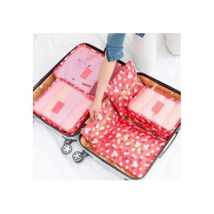 Pack de 6 Housses de Rangement pour Vêtements, Rose, Polyester, Double Fermeture Éclair
