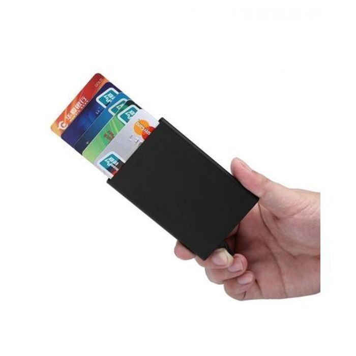Porte Carte de Crédit - Antivol - Aluminium - Noir - Mixte - Durable