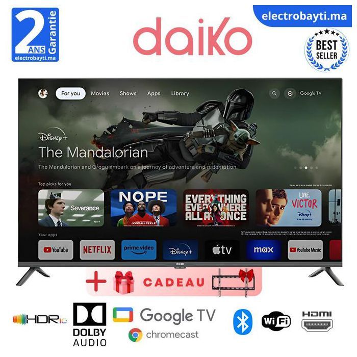 Téléviseur Google TV 43" - DAIKO - GLED43H94DK - 4K UHD - HDR10 - Dolby Audio