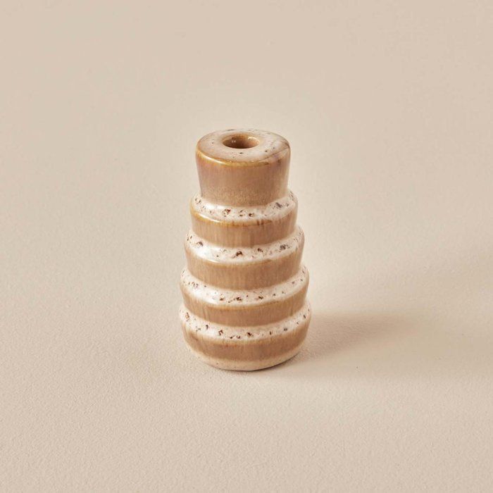 Bougeoir - Wildy - Marron - Porcelaine - 5x5x8 cm - Décoratif